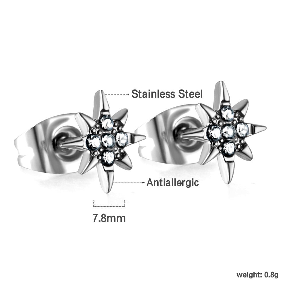 Golden lucky star cut earrings with diamonds asonjewelry